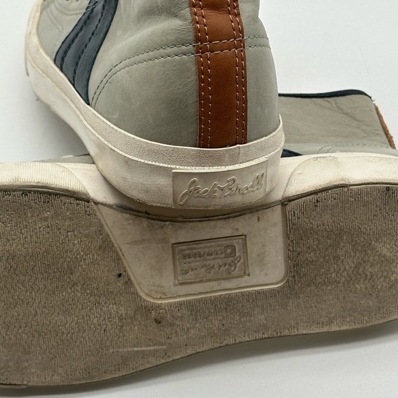Converse Jack Purcell Johnny Hi-Top Sneakers Men's 9.5/Women's 11 Gray Leather - Picture 12 of 14